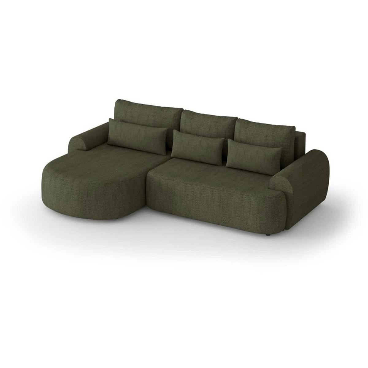 ECKSCHLAFSOFA Olivio L Olivgrün - Schwarz/Olivgrün, Kunststoff/Textil (266/170cm) - Beautysofa