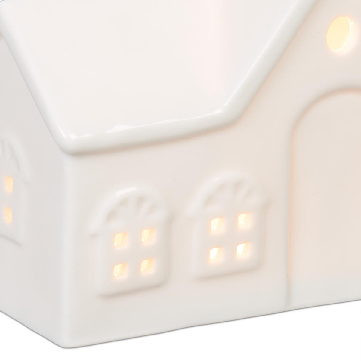 TEELICHTHAUS - Weiß, Keramik (9cm) - Relaxdays