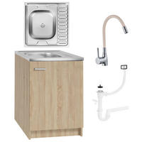 SPÜLUNTERSCHRANK 60cm mit Spüle + Armatur + Siphon Sonoma-Eiche - Sonoma Eiche, Holzwerkstoff (60/60/60cm) - Stamar