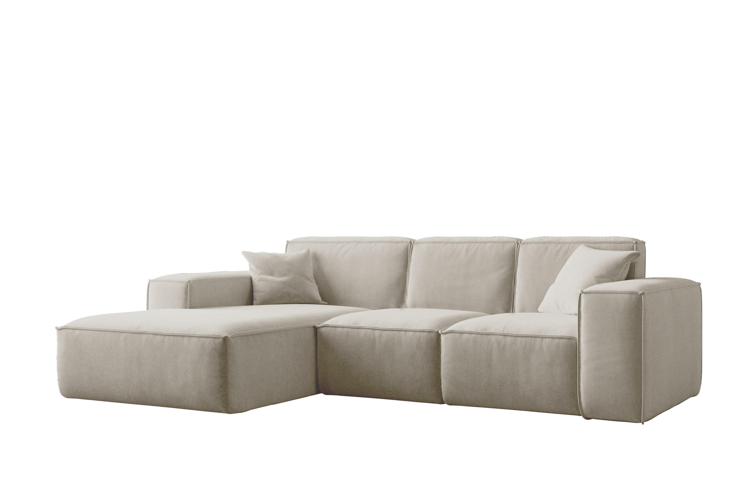 ECKSOFA, Sofa L form, Couch L form Siena L stoff Salvador Ecru Links - Ecru, Holz (165/266cm) - Kaiser Möbel
