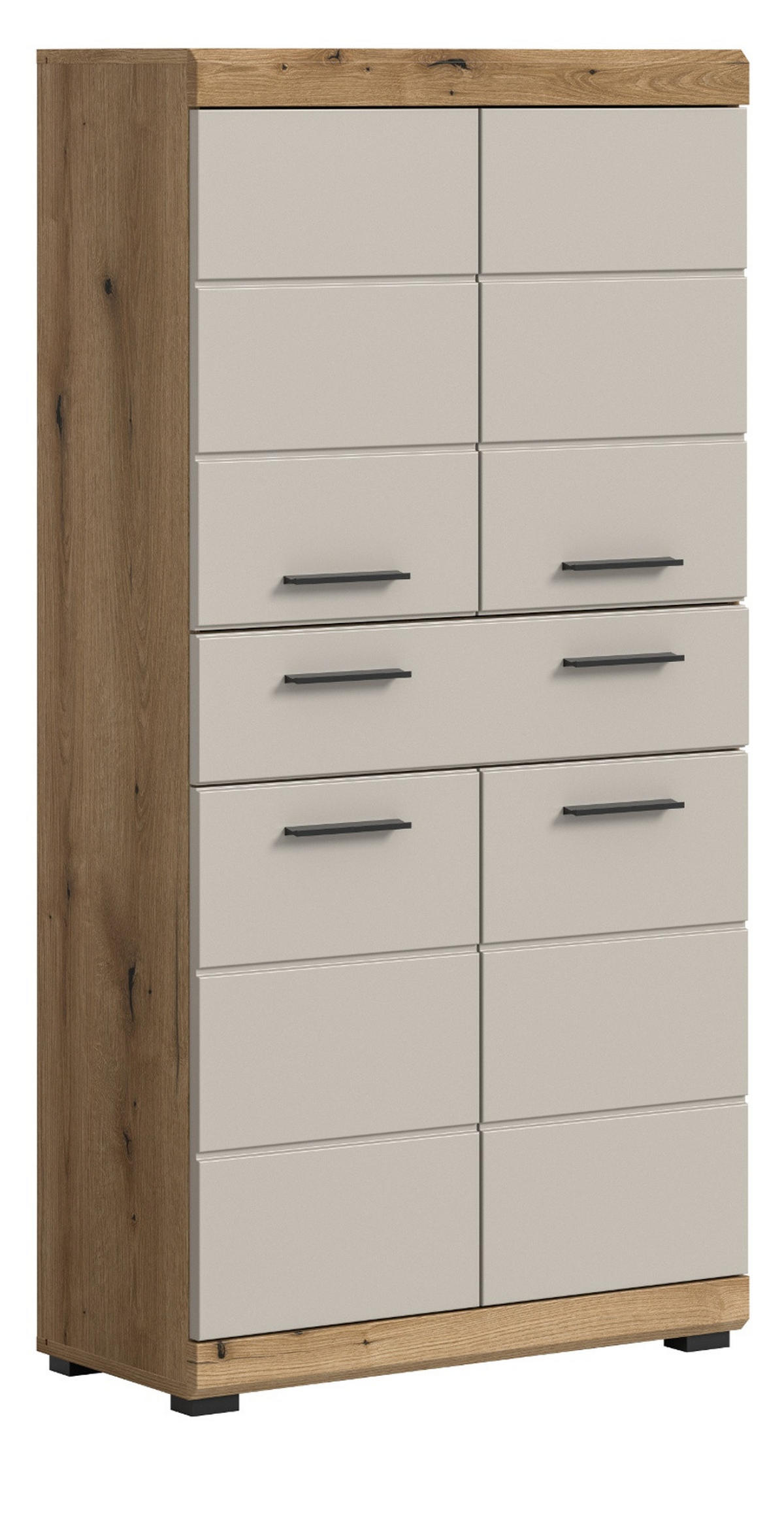 MIDISCHRANK Sand Kaschmir, Evoke Eiche, Badschrank 74 cm, viel Stauraum - Kaschmir/Eichefarben, Holzwerkstoff/Kunststoff (74/141/31cm) - Inn.Furn