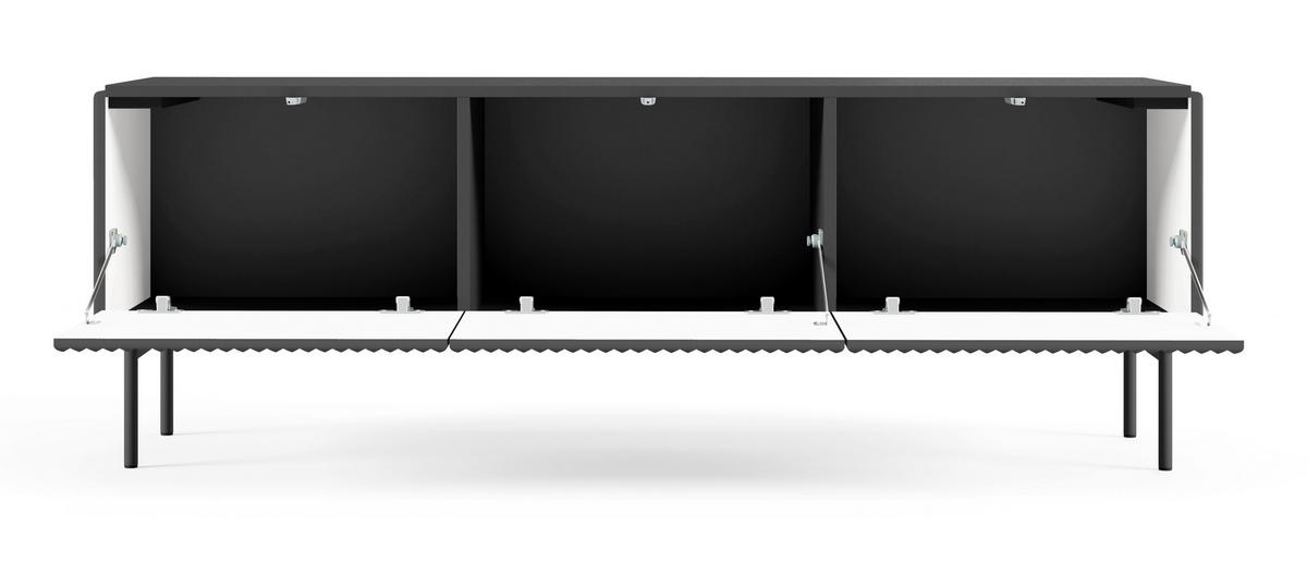 TV-BOARD 147 cm Galiano mit 3 Türen, Schwarz - Schwarz, Holz (147/51/40cm) - Emporius