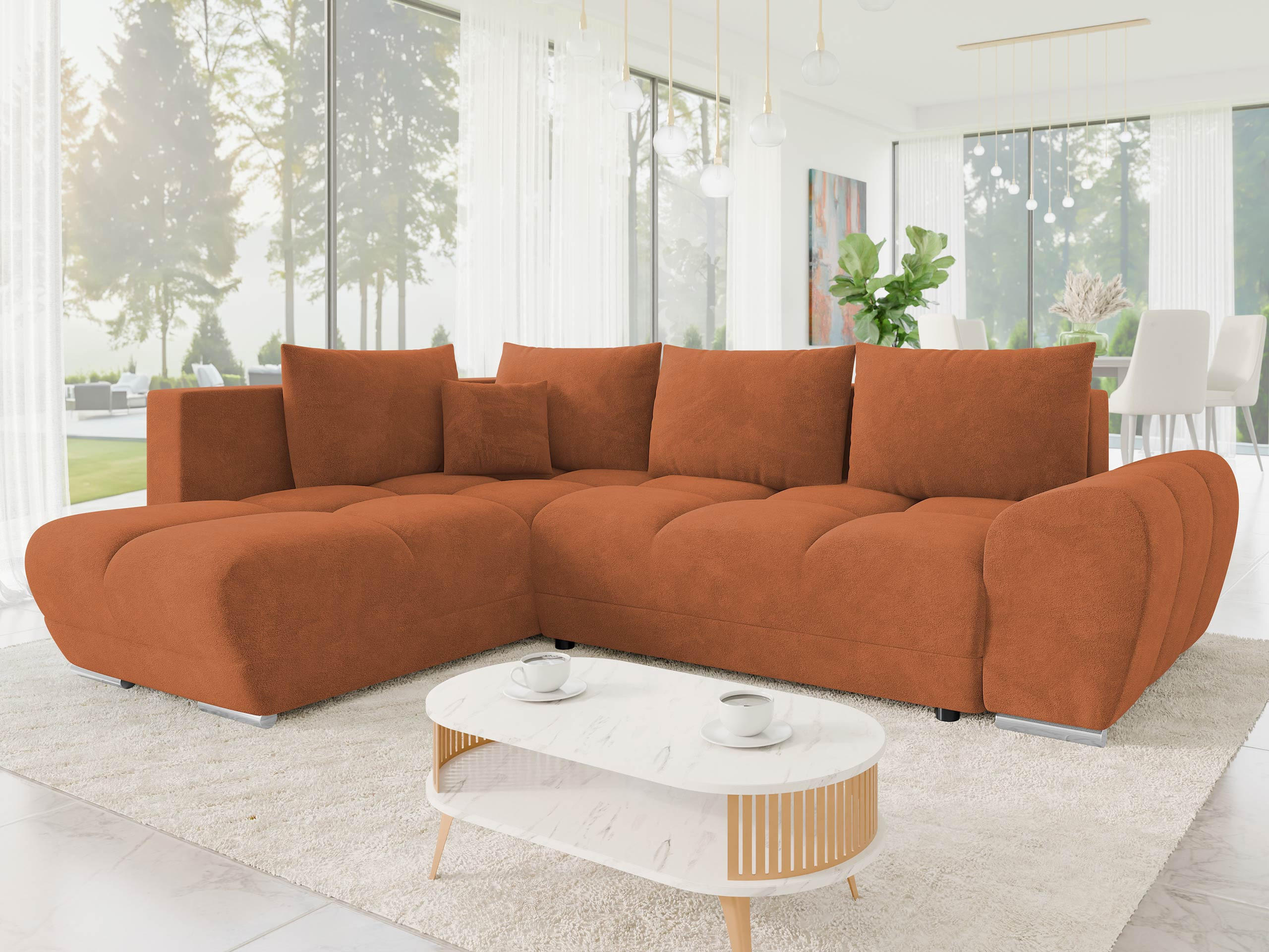 ECKSOFA Forest, Seite: Links - Schwarz/Bronzefarben, Holz/Kunststoff (290/183cm) - MIRJAN24