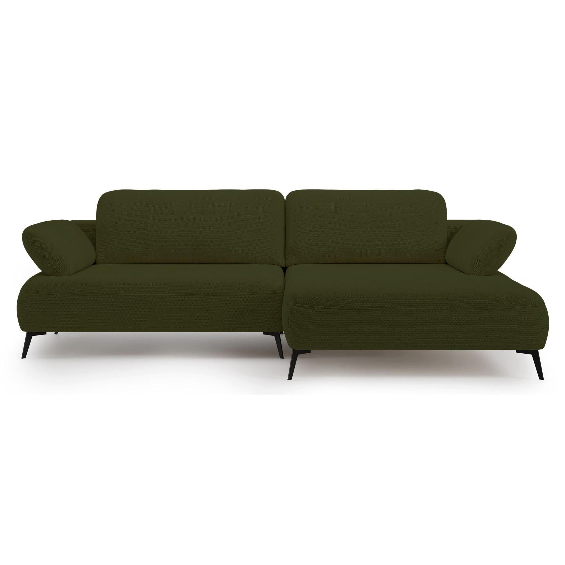 ECKSOFA Avolla Olivgrün rechts - Schwarz/Olivgrün, Textil/Metall (186/284cm) - Selsey