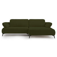 ECKSOFA Avolla Olivgrün rechts - Schwarz/Olivgrün, Textil/Metall (186/284cm) - Selsey