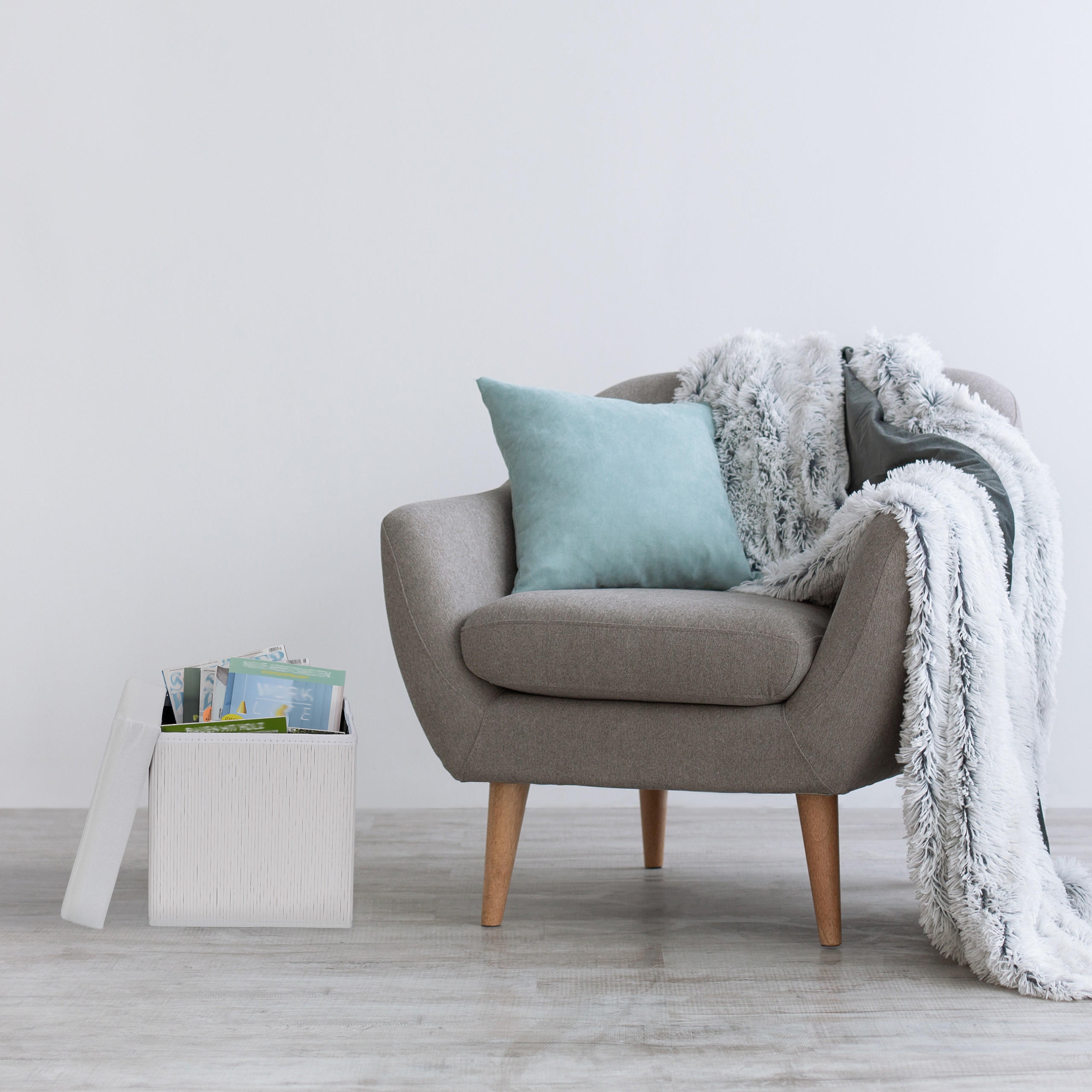 SITZHOCKER - Weiß, Holz/Holzwerkstoff (35/35/35cm) - Relaxdays