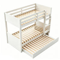 ETAGENBETT 90/200 cm DE-32580 3-in-1 mit Ausziehbett und Geländer Weiß - Weiß, Holz (90/200cm) - ComfortXL