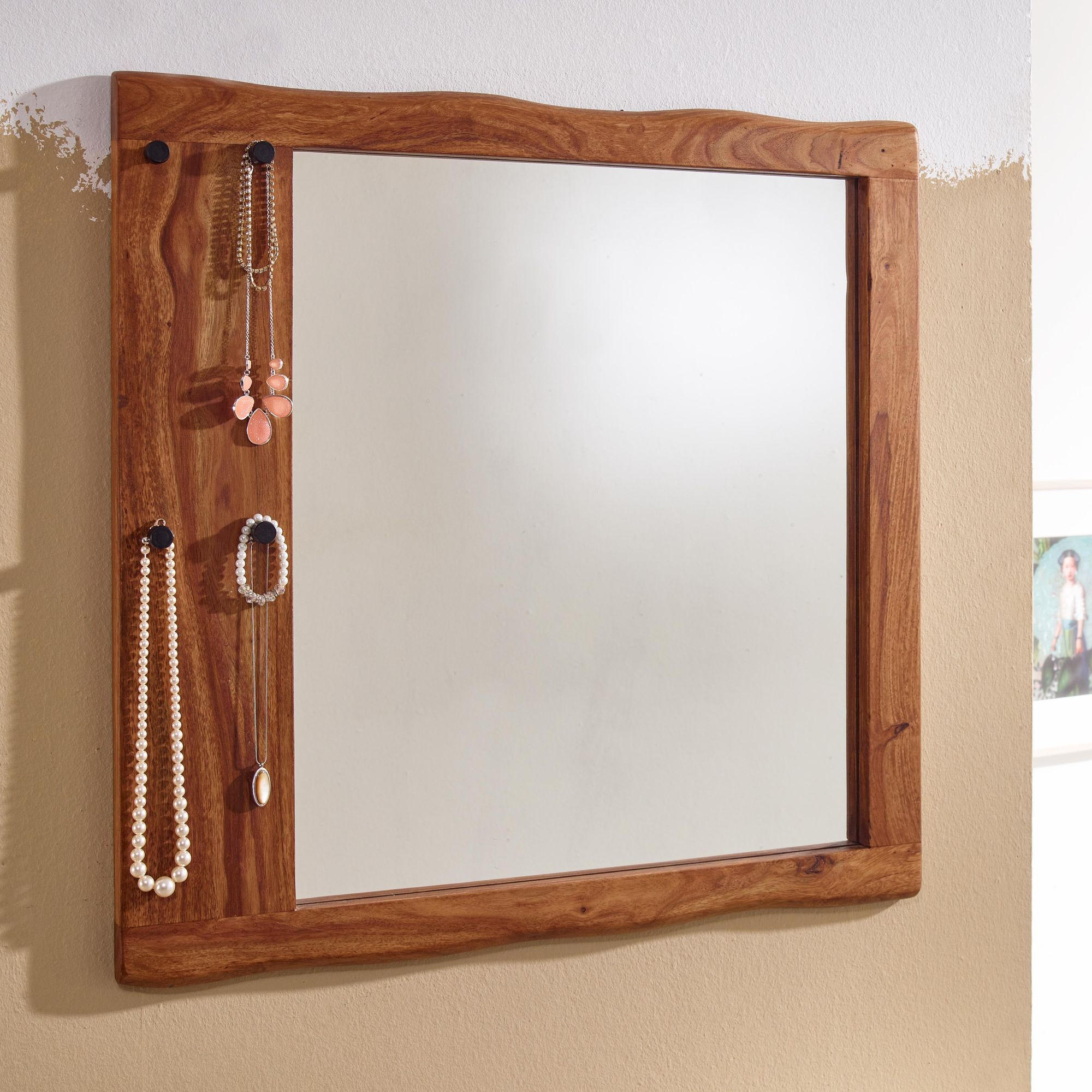 WANDSPIEGEL Quadrat Holz Natur 80x80 cm Modern - Braun, Glas (80/80/3cm) - KADIMA DESIGN