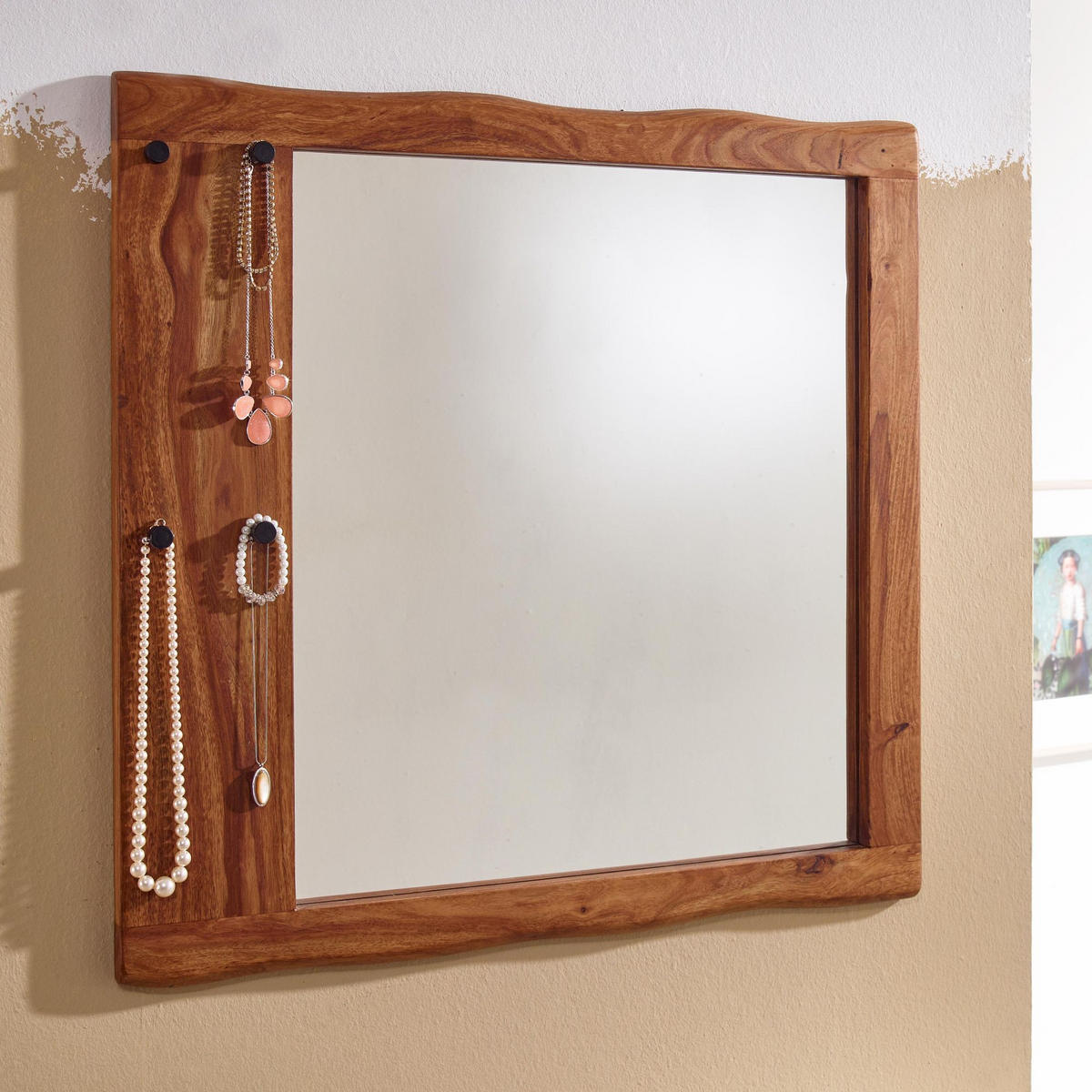 WANDSPIEGEL Quadrat Holz Natur 80x80 cm Modern - Braun, Glas (80/80/3cm) - KADIMA DESIGN