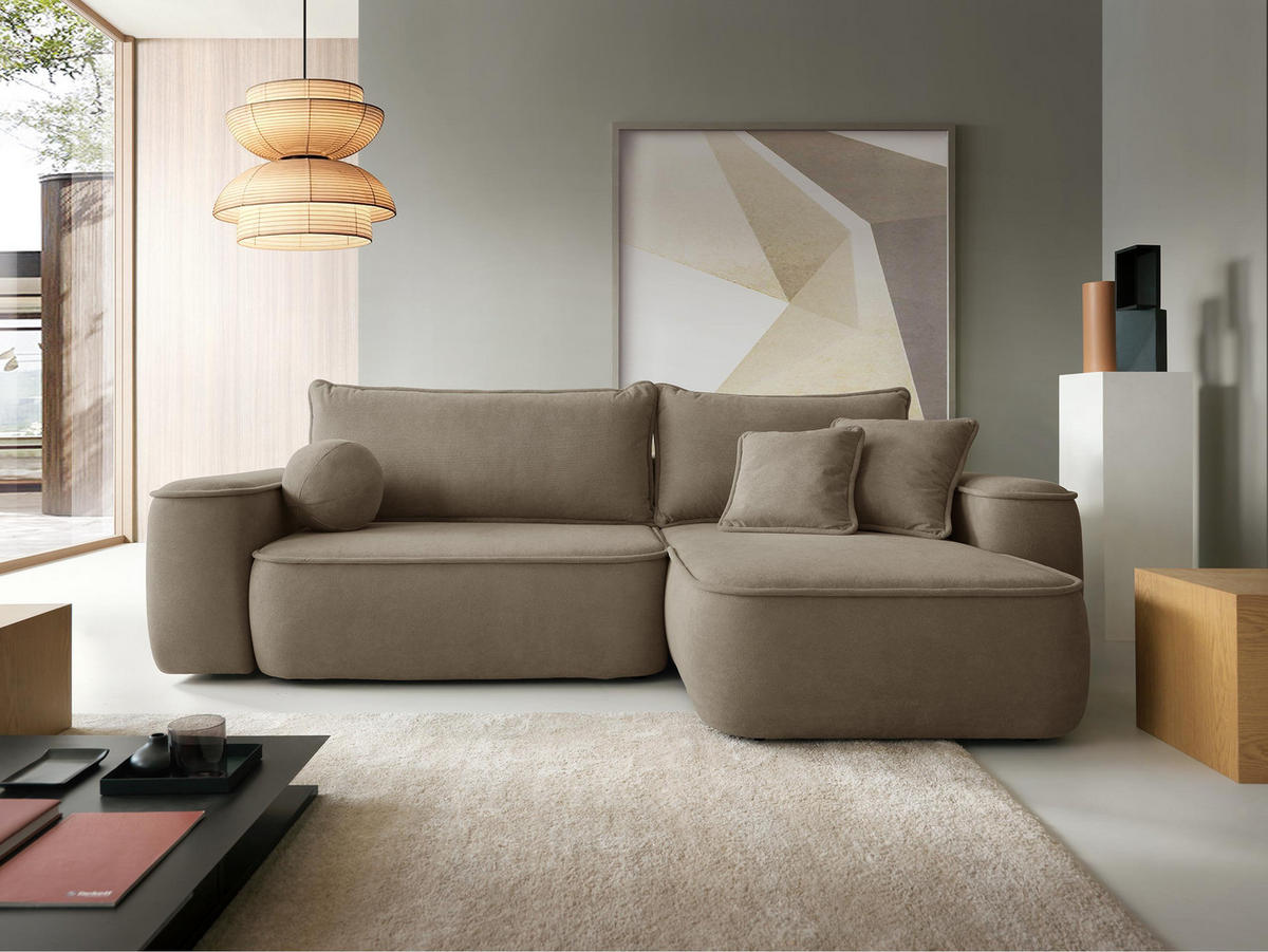 ECKSOFA Sandby - Schwarz/Braun, Holz/Kunststoff (283/168cm) - MIRJAN24
