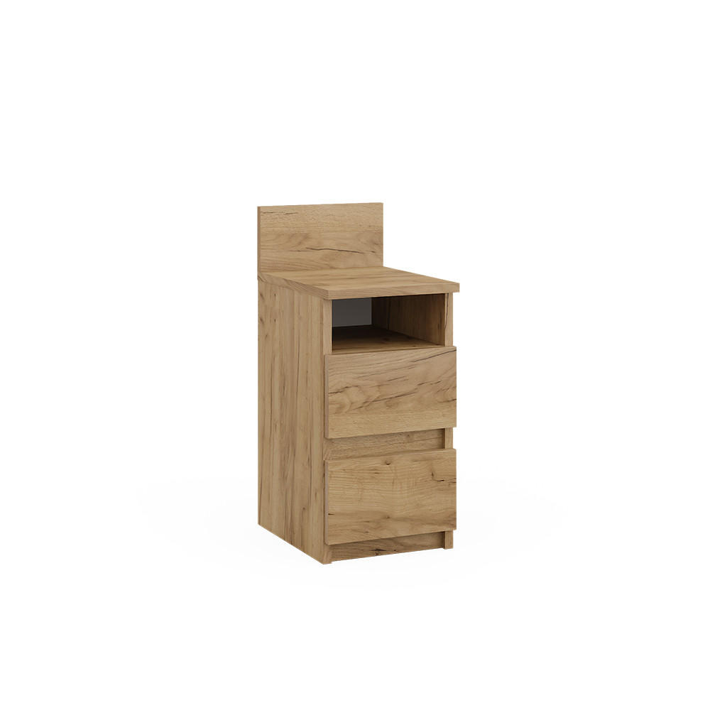 NACHTTISCH Monty Goldkraft Eiche 25 x 59.1 cm mit 2 Schubladen - Eiche Wotan, Holzwerkstoff (25/59.1/32.3cm) - Vicco