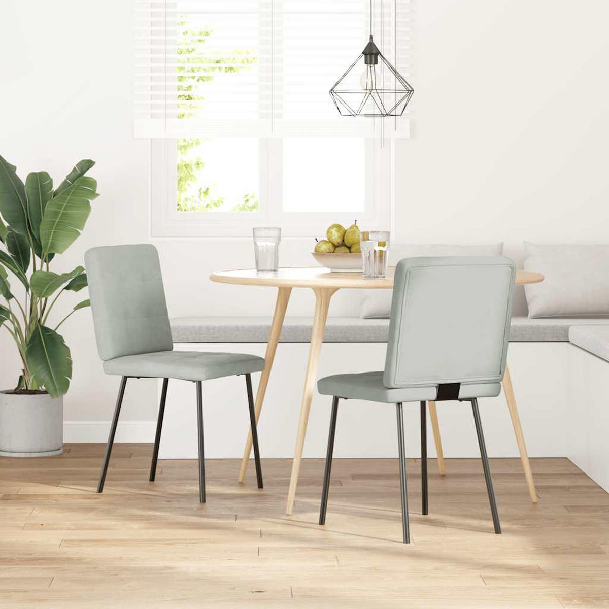 ESSZIMMERSTÜHLE 2 Stk. Hellgrau Samt 45*54*83cm - Grau, Metall (45/83/54cm) - ZMH