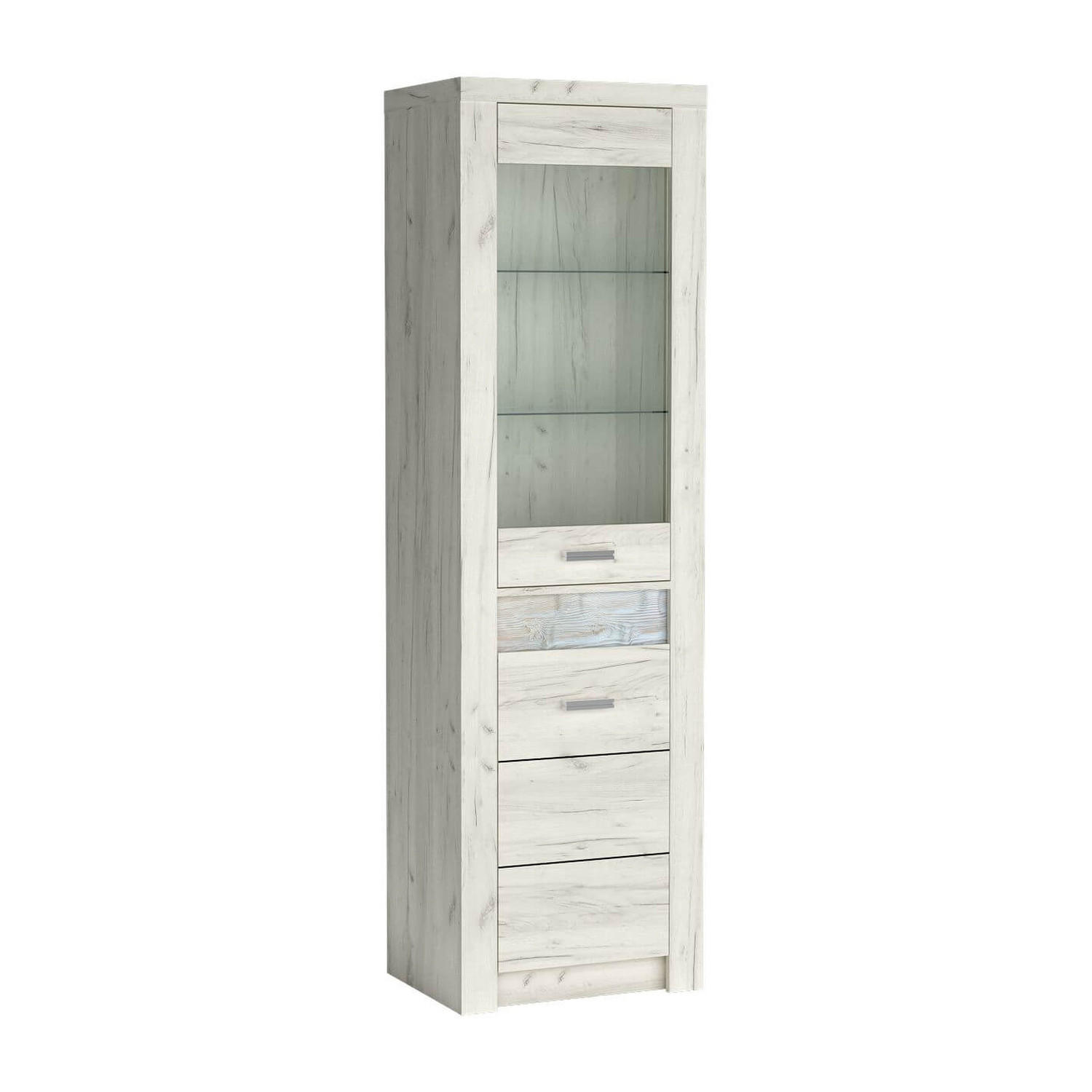 VITRINE Indianapolis I-4 56 x 192 x 42 cm Kraft Weiß - Weiß, Holzwerkstoff/Metall (56/192/42cm) - Koseto