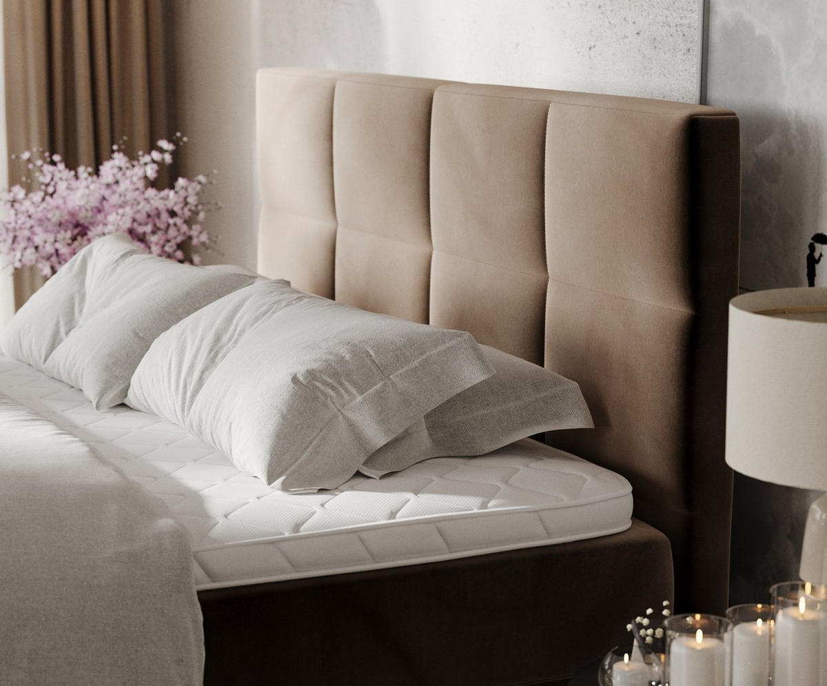 BOXBETT Velto 200/200 cm Braun im Paros Stoff - Schwarz/Braun, Holz/Holzwerkstoff (200/200cm) - AltaBeds