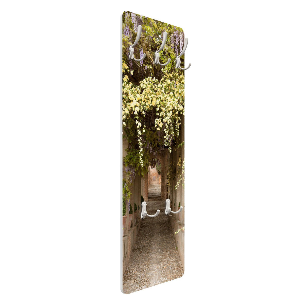 WANDGARDEROBE - Blumengesäumter Weg in Spanien 34/105 cm - Braun, Holzwerkstoff (34/105/1.6cm) - Bilderwelten