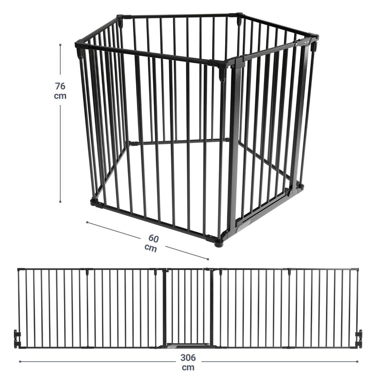 KAMINSCHUTZGITTER 300 cm - Schwarz, Metall (60/76/303cm) - Juskys