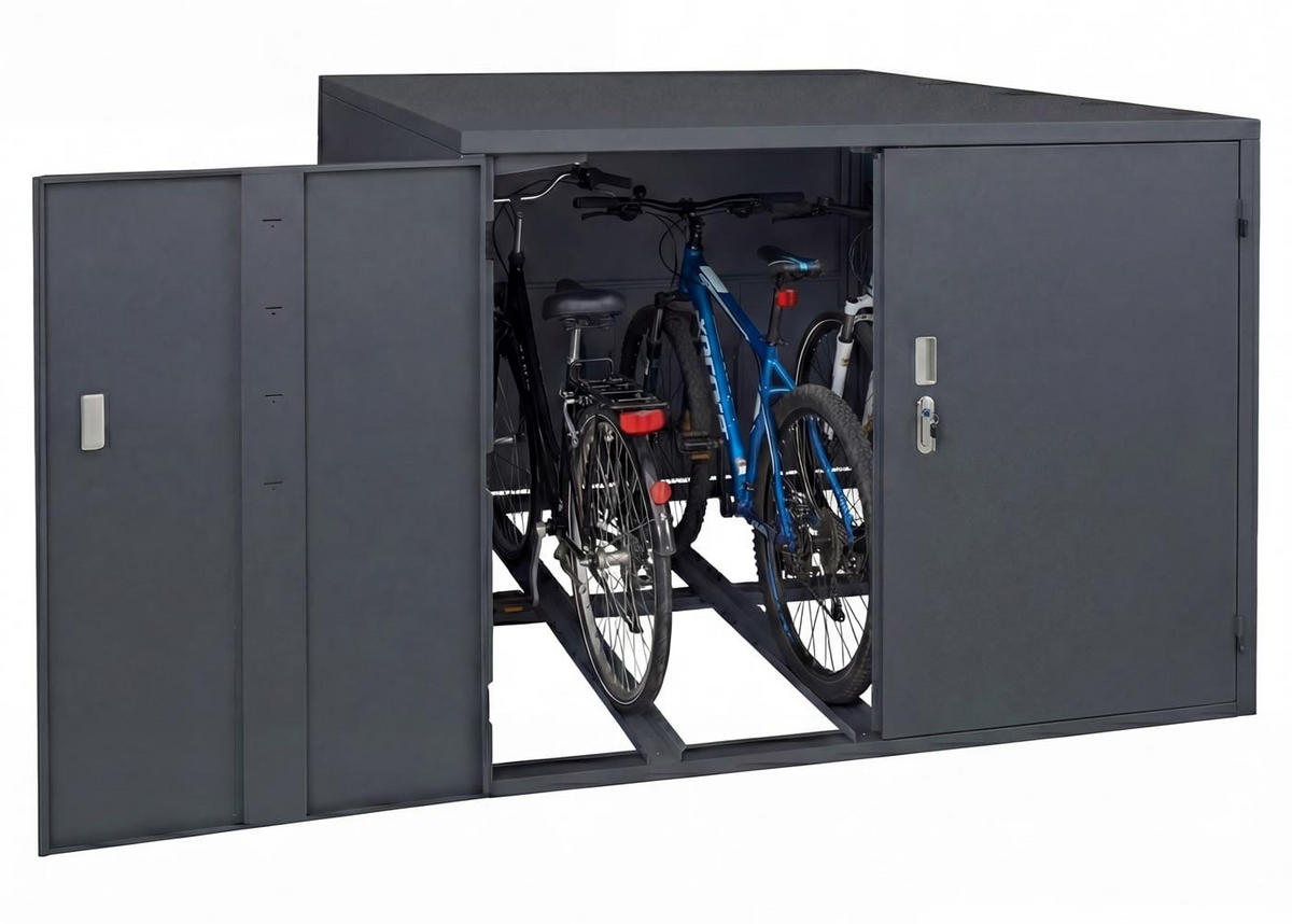 FAHRRADGARAGE 3er 124x148x208cm Anthrazit - Anthrazit, Metall (148/124/208cm) - PROREGAL