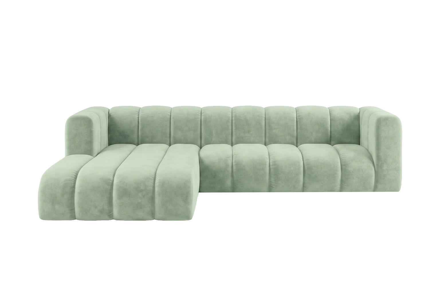 ECKSOFA Modulares In L-Form, Velvet-Stoff Riviera, Mintz, Links, GRAND 287 cm - Mintgrün, Holz (287/179cm) - Kaiser Möbel