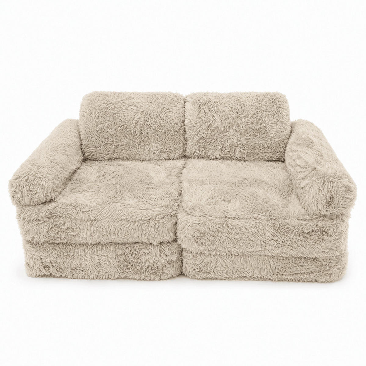 KINDERSOFA Mammoth 6-teilig flauschig - Beige, Textil (120/25/60cm) - MeowBaby