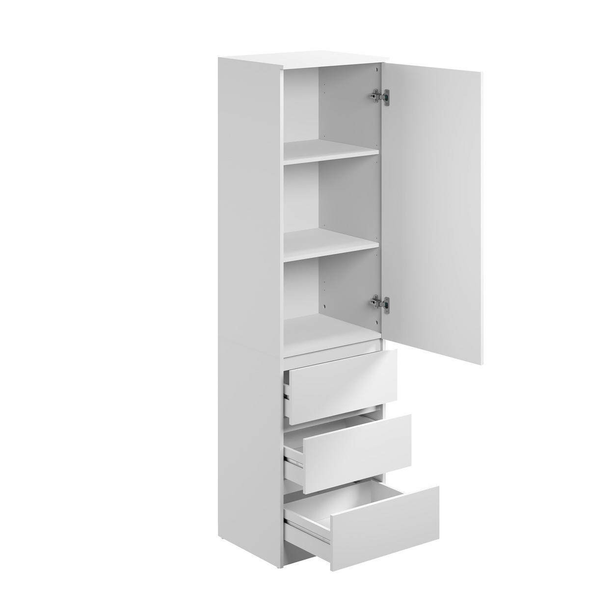 KLEIDERSCHRANKMIT 2 Einlegeböden und 3 Schubladen in weiß - Weiß, Holzwerkstoff (50/181/41cm) - Home Collective