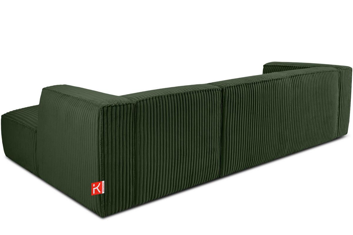 ECKSOFA-RECHTS FEROX Modern, Cord-Stoff, dunkelgrün - Dunkelgrün, Textil (305/175cm) - KONSIMO®