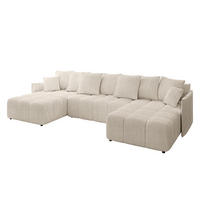 WOHNLANDSCHAFT LONLI-U 355x189x68 Beige Cord - Beige, Holzwerkstoff/Kunststoff (355/68/189cm) - ALTDECOR