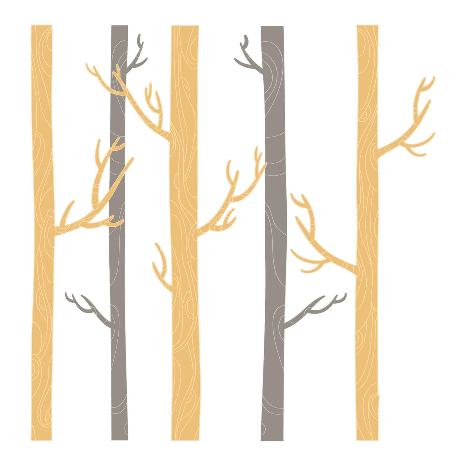 WANDAUFKLEBER 130x220cm - Zierbäume - Multicolor, Kunststoff (130/220/0.1cm) - Wallfluent