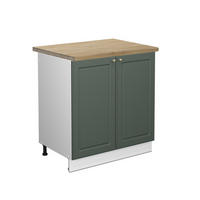 SPÜLENUNTERSCHRANK Fame-Line Grün-Gold Landhaus 80 cm , AP Eiche - Weiß/Grün, Holzwerkstoff (80/82/60cm) - Vicco