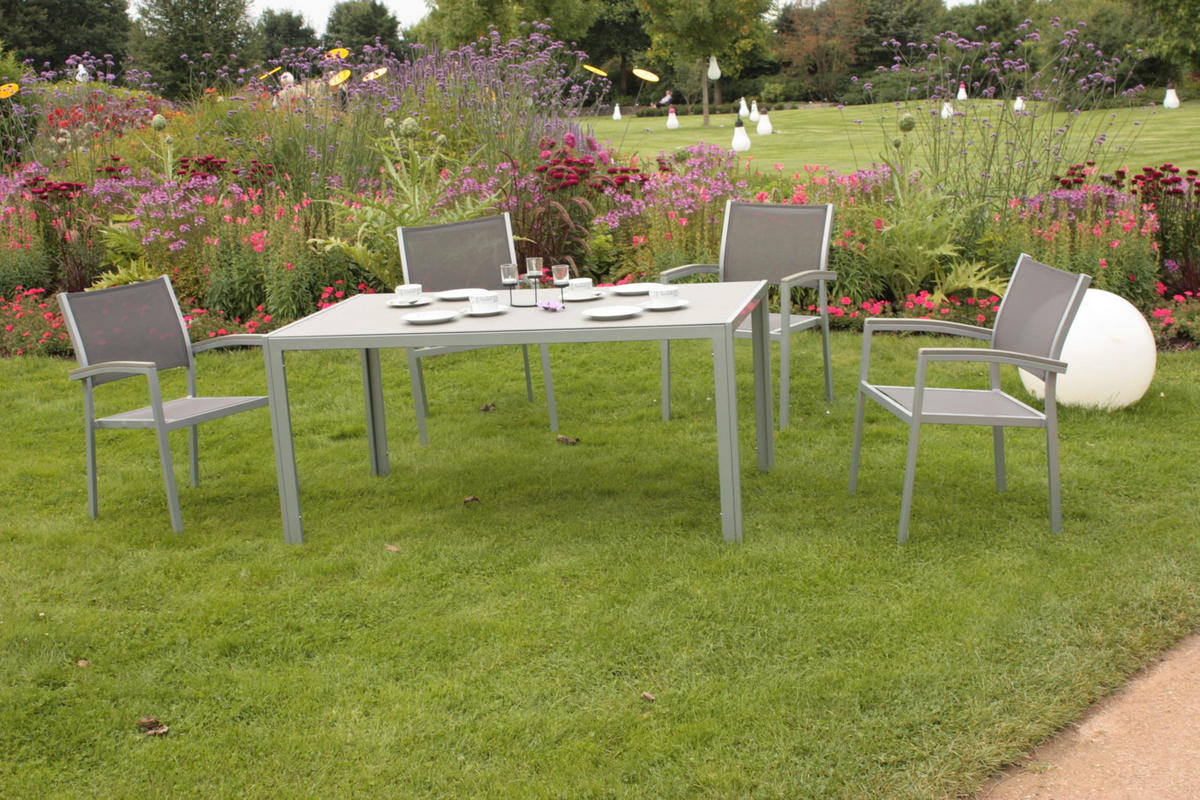 GARTEN-SITZGRUPPE Julia 5-teilig Gartenmöbel-Set - Grau, Kunststoff - DELUKE