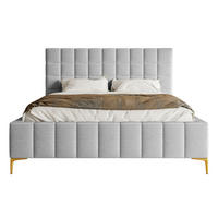POLSTERBETT Szejlo Hellgrau Chenille 160 cm - Goldfarben/Hellgrau, Textil/Metall (160/200cm) - Selsey