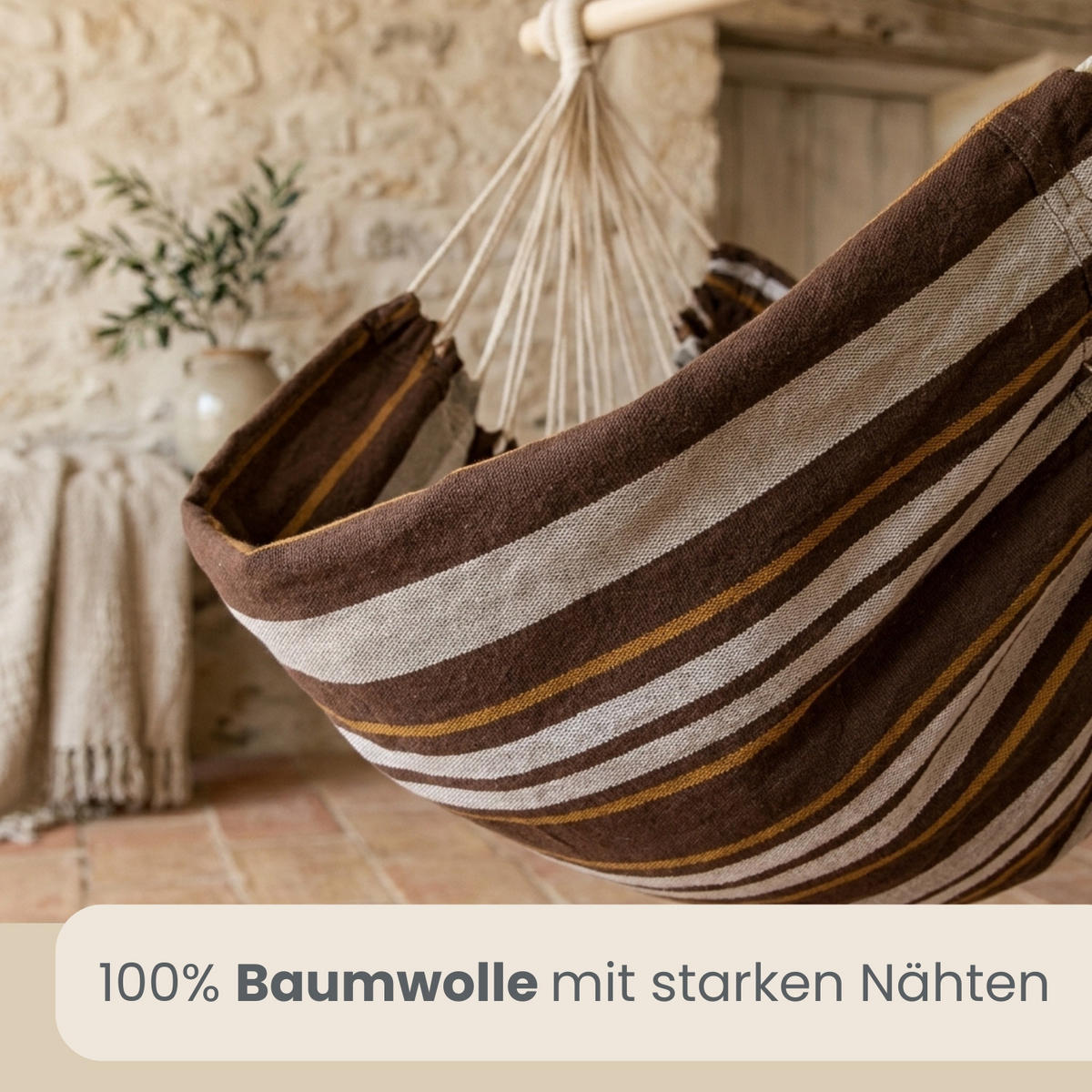 XXL HÄNGESESSEL 185/130 cm Belastbar bis 150 kg Multicolor - Braun, Textil (130/155/185cm) - Amanka