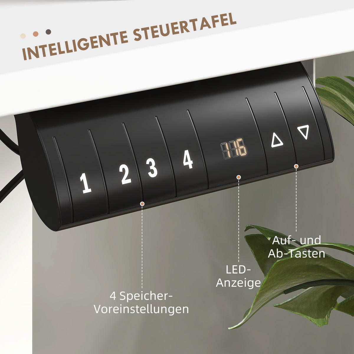 HÖHENVERSTELLBARER Schreibtisch, Weiß - Weiß, Kunststoff (120/60/116cm) - Vinsetto