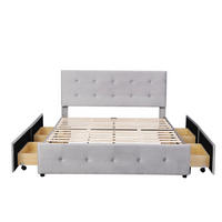 POLSTERBETT 140/200 cm mit 4 Schubladen und gepolstertem Kopfteil in Grau - Grau, Textil (140/200cm) - BEAOK