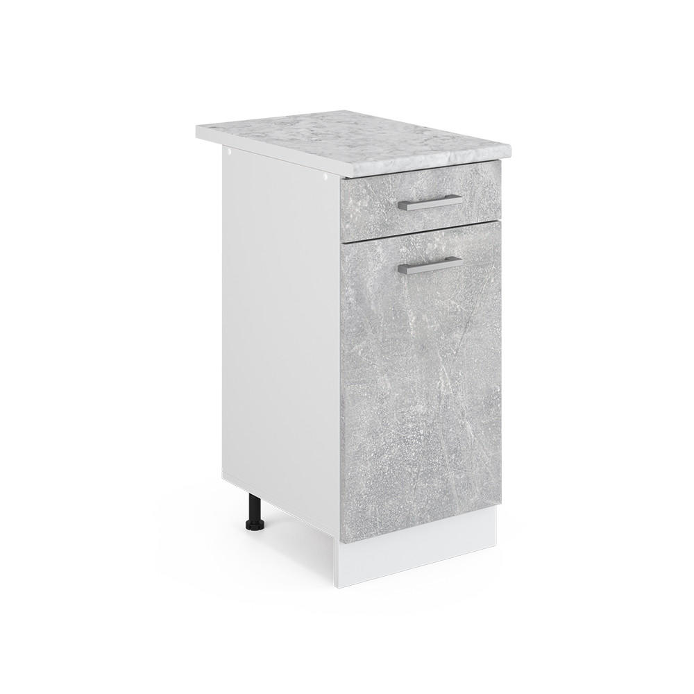 KÜCHENUNTERSCHRANK R-Line Beton 40 cm, AP Marmor - Schieferfarben/Hellgrau, Holzwerkstoff (40/81.6/60cm) - Vicco
