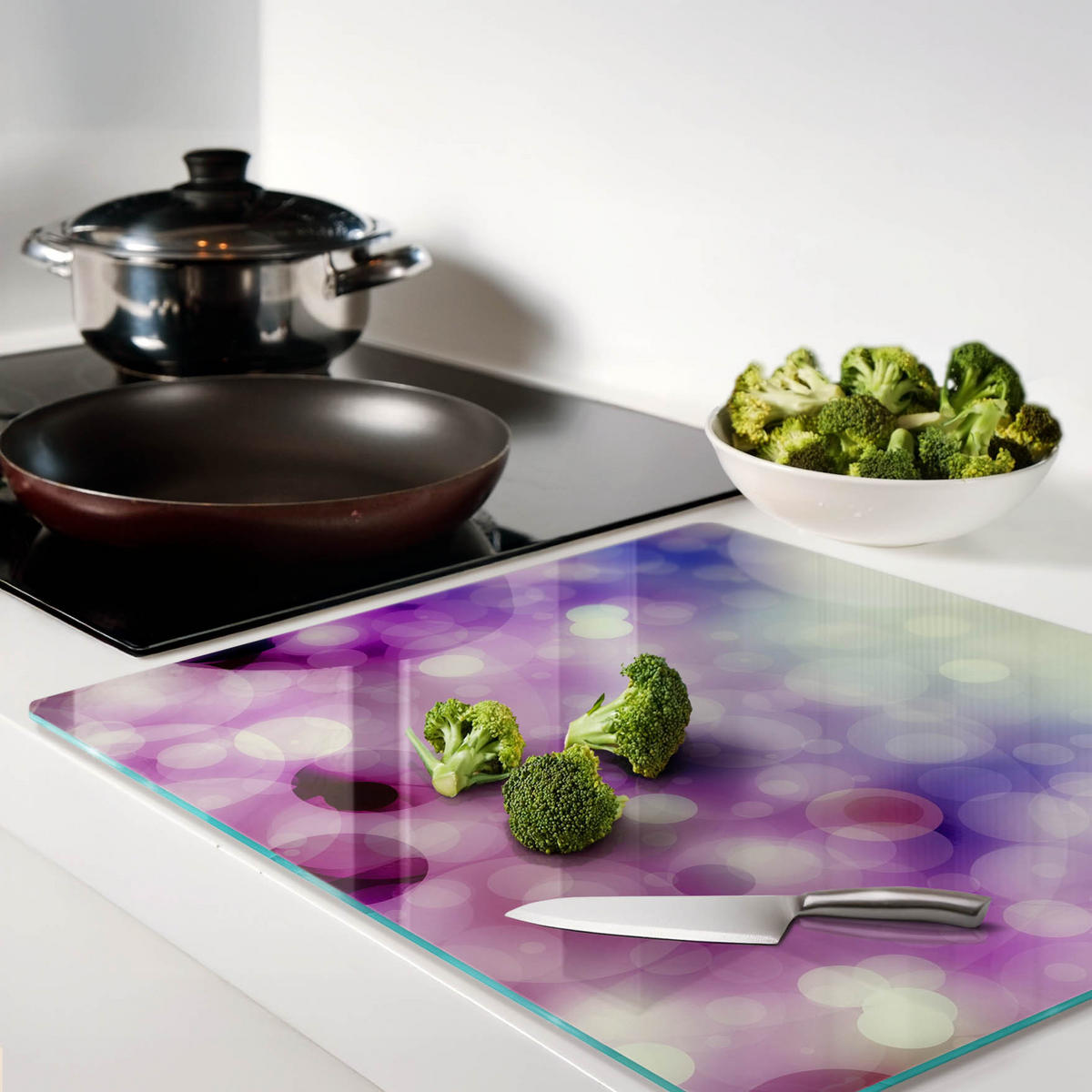 GLASPLATTE 60x52 cm Lila Räder - Lila, Glas (60/0.4/52cm) - TULUP