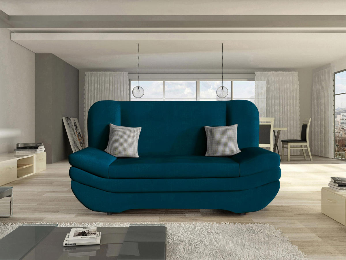 SCHLAFSOFA Weronika Premium - Türkis/Schwarz, Holz/Kunststoff (200/95/90cm) - MIRJAN24