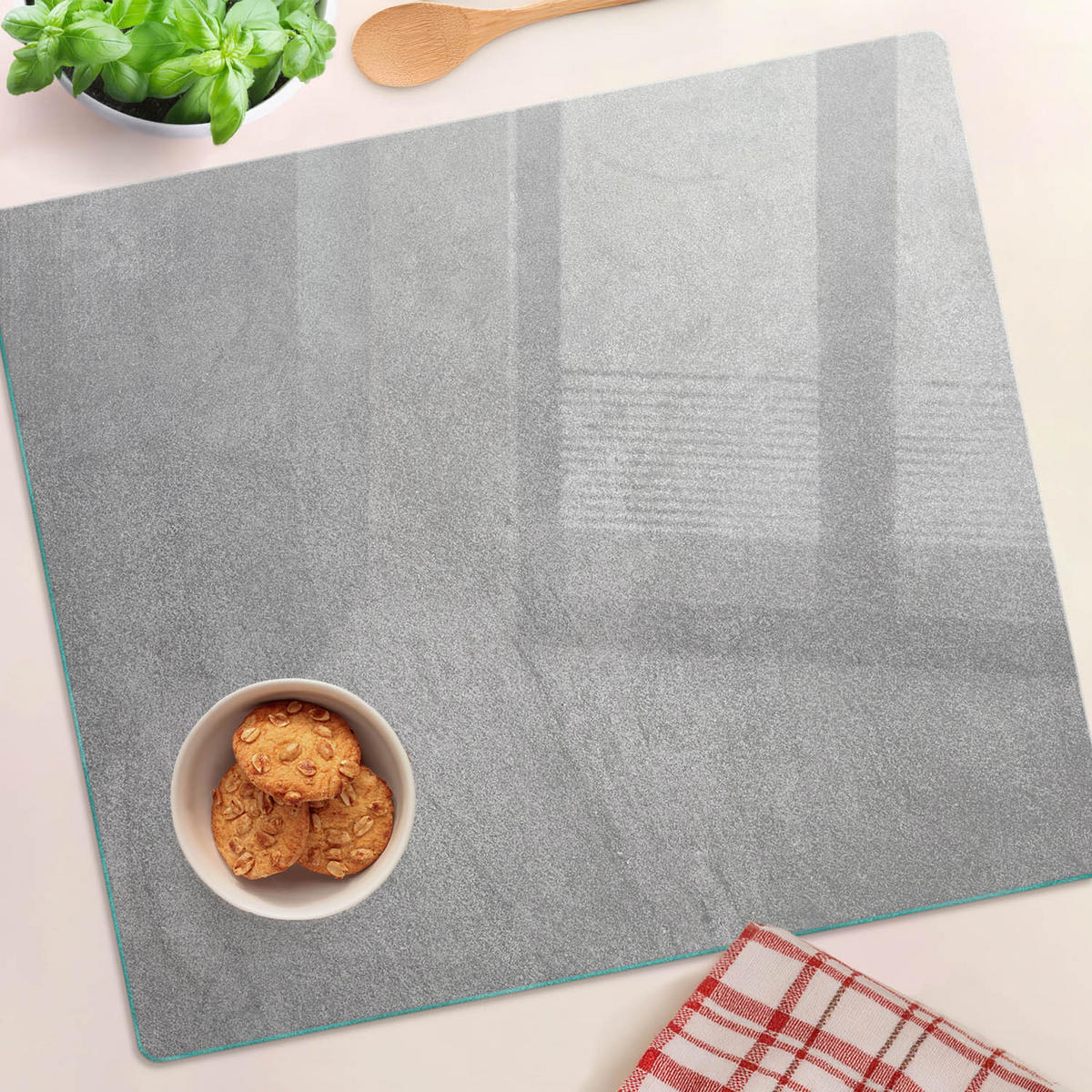 GLASPLATTE 60x52 cm Graue Wand - Grau, Glas (60/0.4/52cm) - TULUP