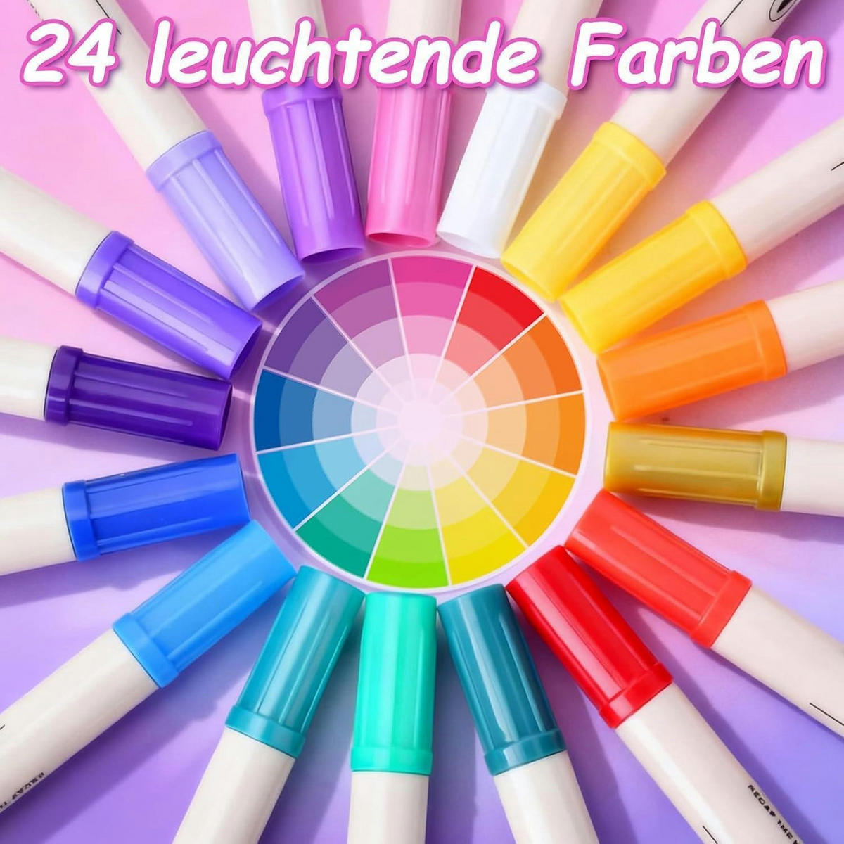 ACRYLSTIFTE Set 24 Farben mit Doppelspitze - Multicolor, Kunststoff (1/1/17cm)