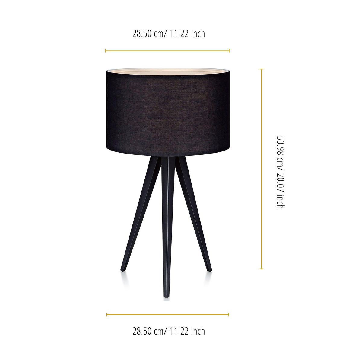 TISCHLEUCHTE Schwarz - Schwarz, Metall (51/28.5/51cm) - Teamson Home
