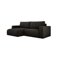 ECKSOFA Carl L-förmig Schlaffunktion und Bettkasten weicher Cordstoff flexibel stellbar lose Rückenkissen freistehend LINKS 143x247x83cm Black - Schwarz, Holz/Textil (143/247cm) - DomoHome