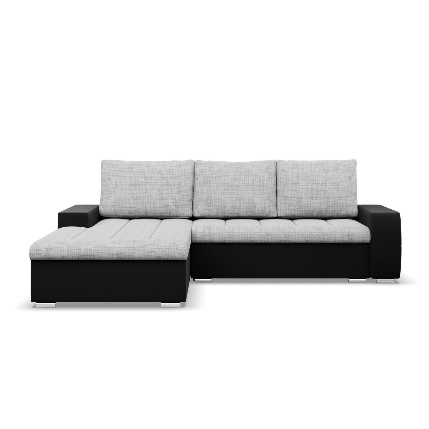 ECKSOFA MIT SCHLAFFUNKTION AURORA LINKS, Grau + Schwarz - Schwarz/Grau, Textil (243/200cm)