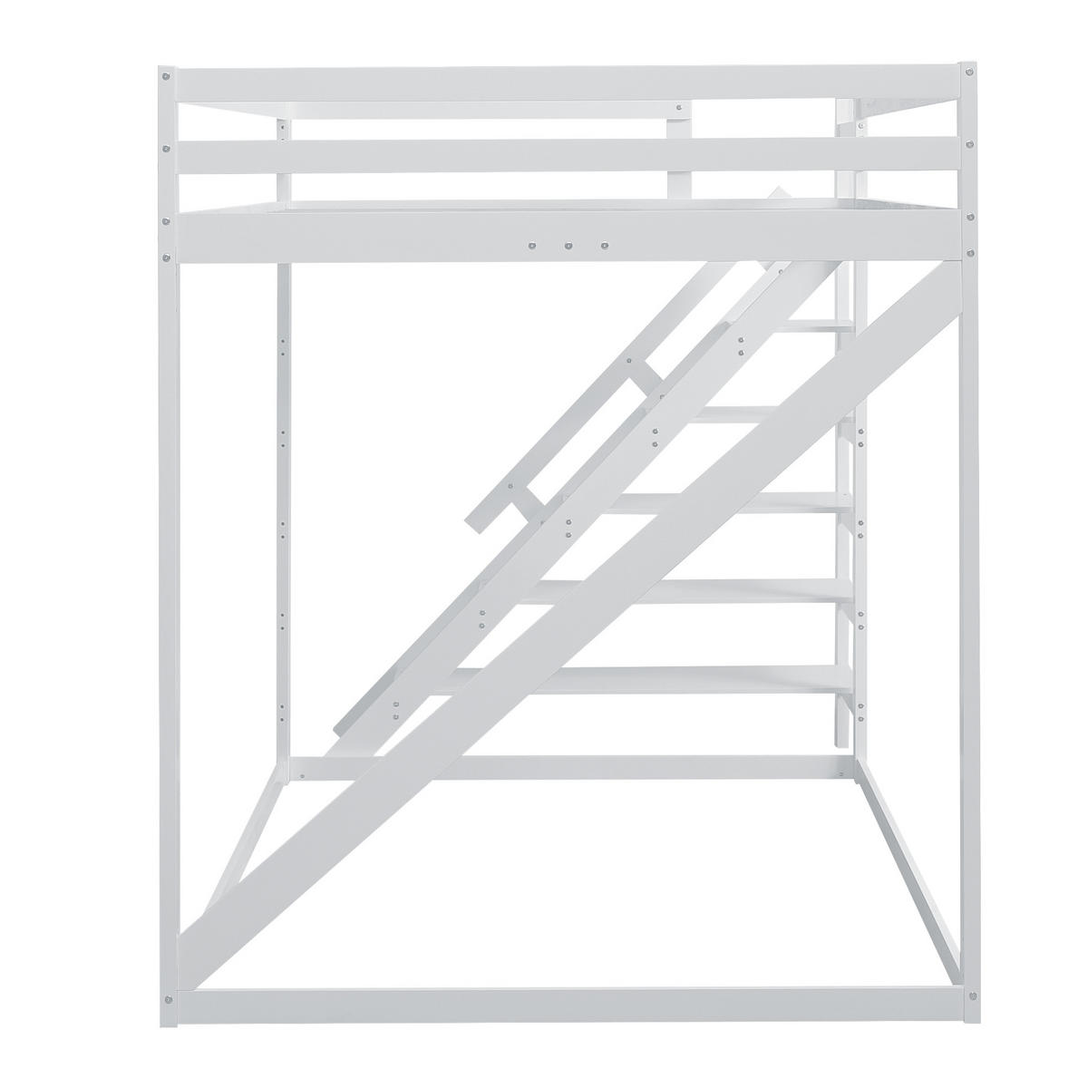 HOCHBETT 140/200 cm DE-01201, in Weiß, mit Sicherheitsleiter - Weiß, Holz (140/200cm) - ComfortXL