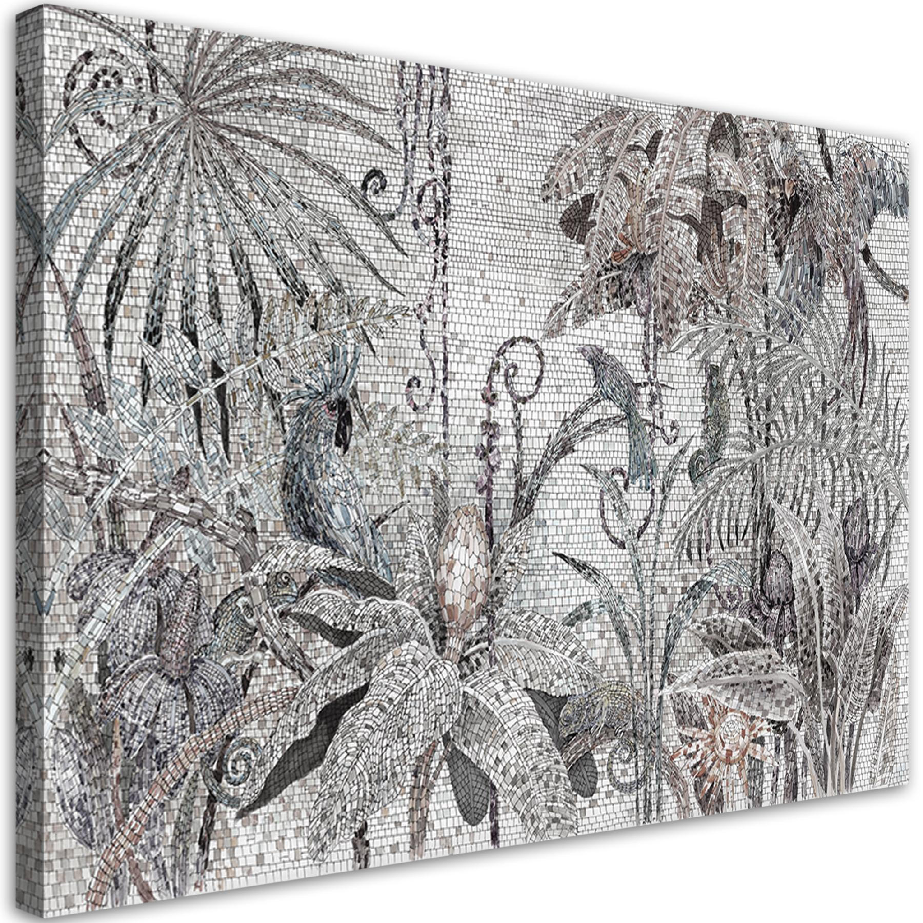 WANDBILD mosaik dschungel - Silberfarben, Textil (60/40cm) - Feeby