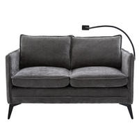 SOFA 2-Sitzer Grau Stoff mit Handy-Halterung & doppelten Ablagefächern 127/69/66 cm - Grau, Textil (127/66/69cm) - OKWISH