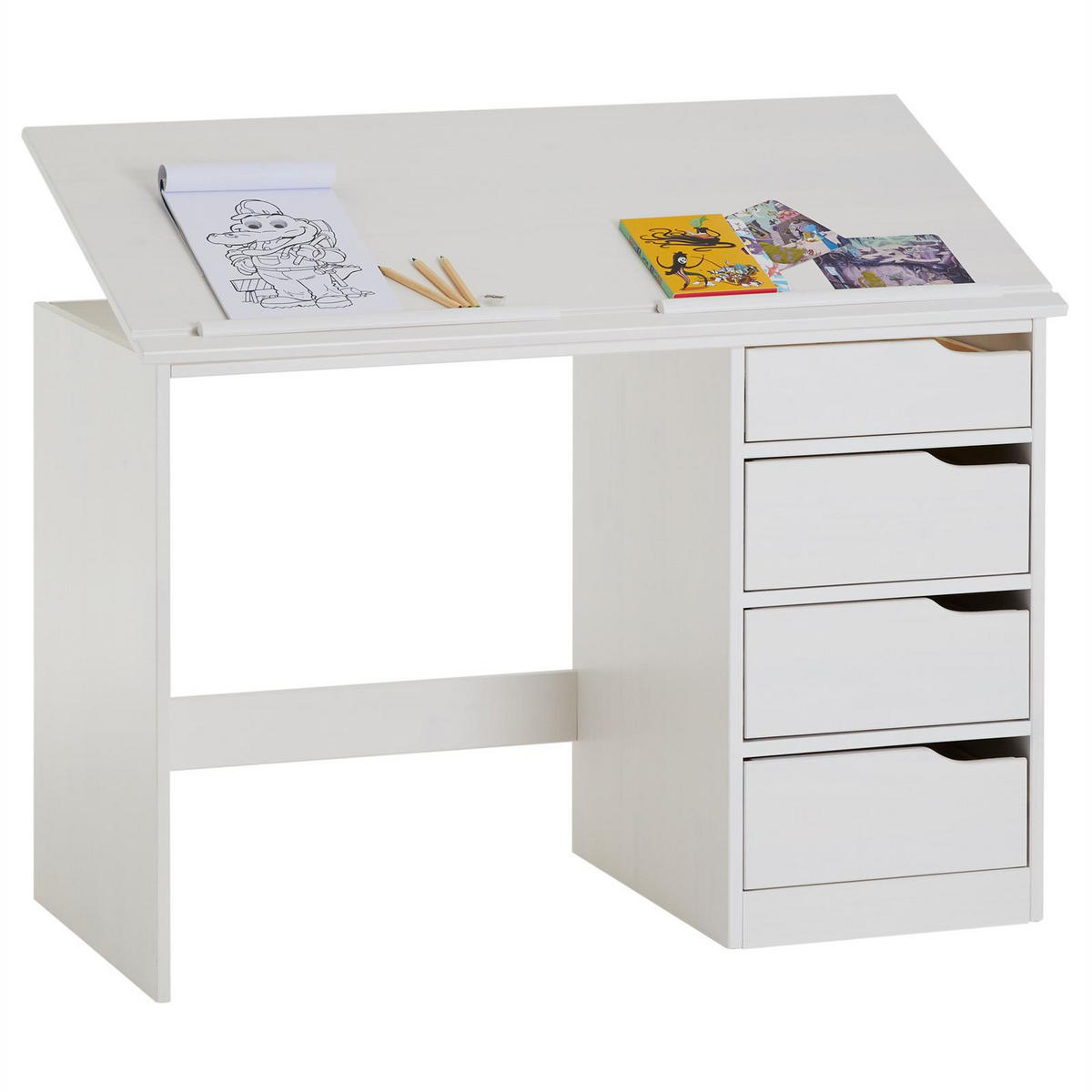 KINDERSCHREIBTISCH EMMA - Weiß, Holz (114/76/55cm) - IDIMEX