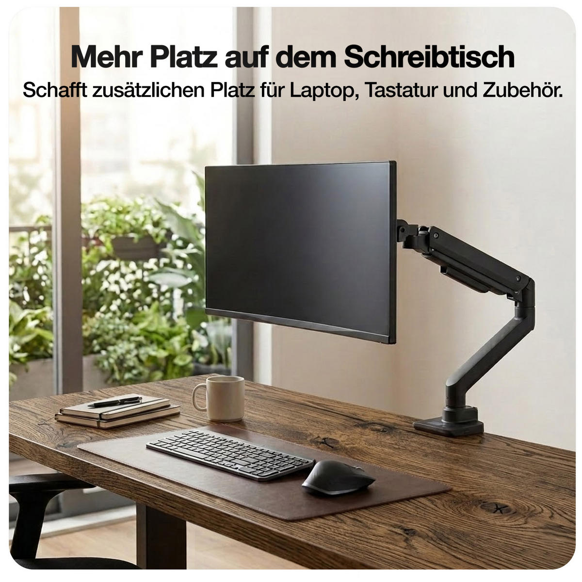 MONITORARM in schwarz mit Gasfeder für 17–49 Zoll Monitore bis 20kg / Schwarz - Schwarz, Metall (22/43/13cm) - ASSMANN