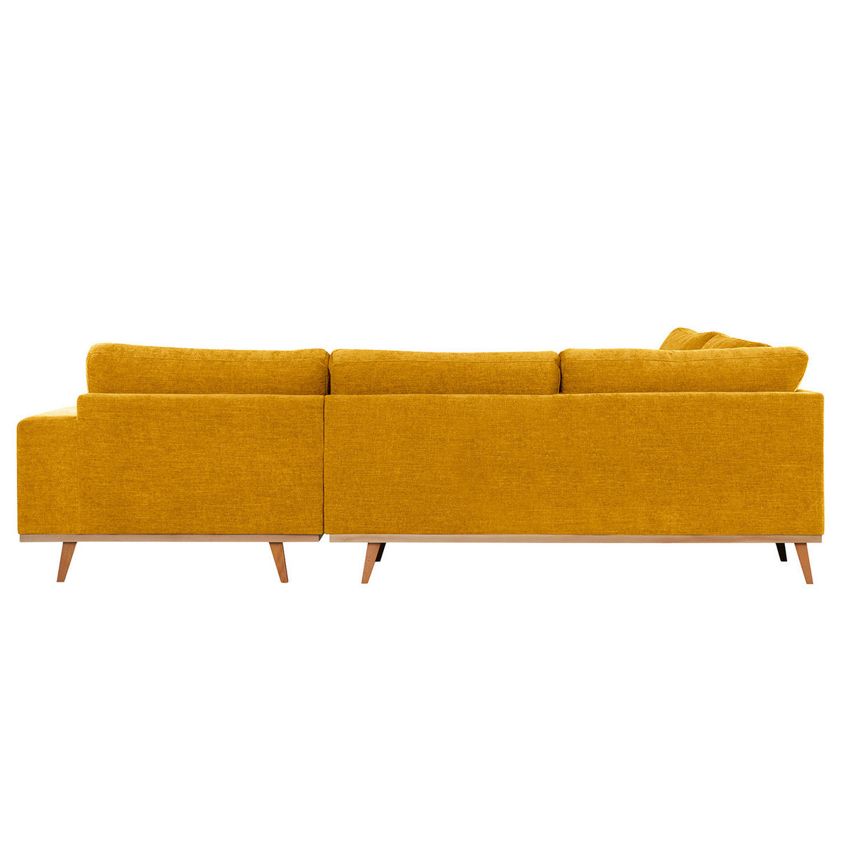 ECKSOFA mit Ottomane - Gelb/Buchefarben, Buchenholz/Textil (287/219cm) - home24