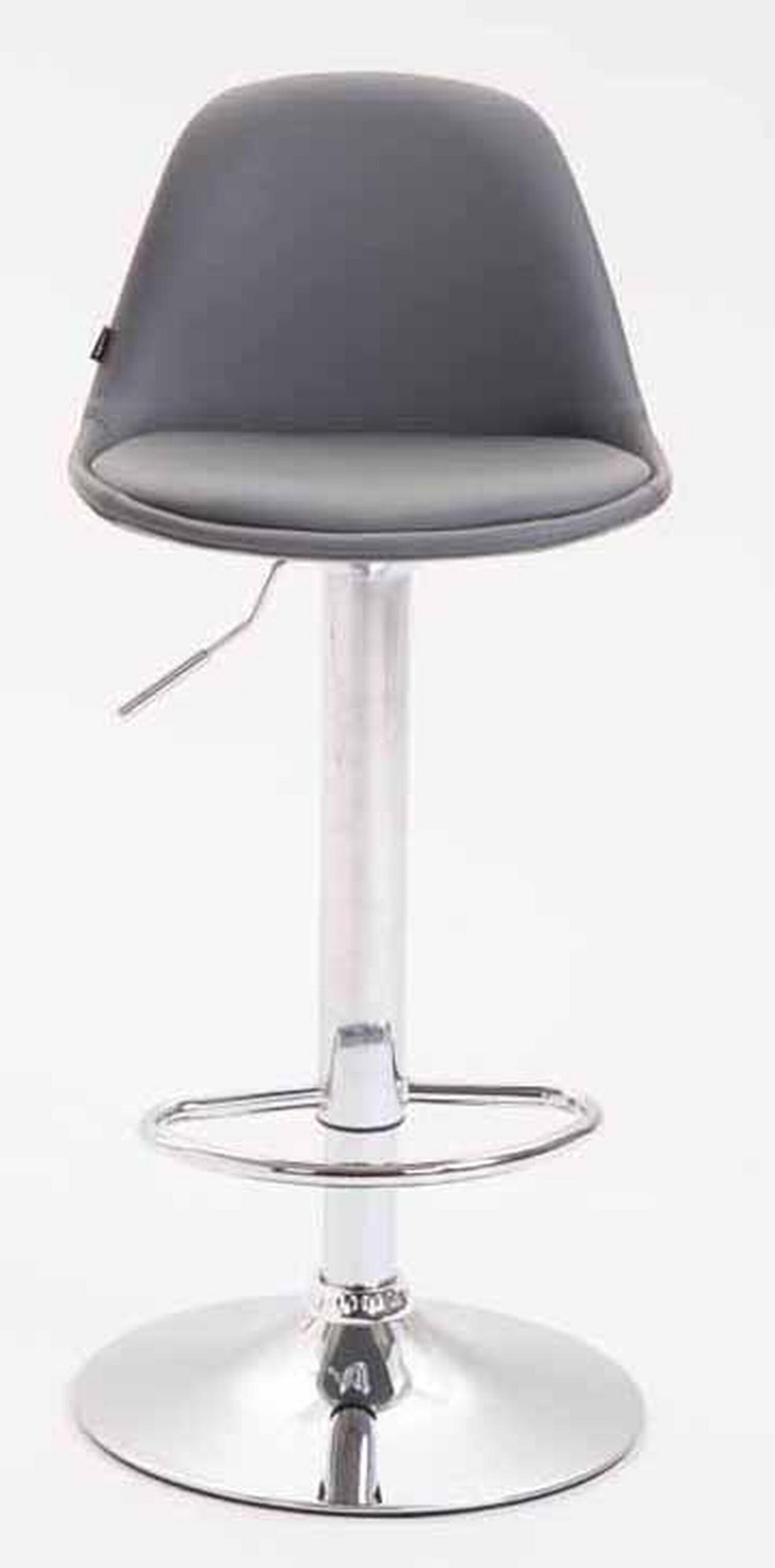 BARHOCKER Kilian, 2er Set, Gestell Metall in Chromoptik, Vollgepolstert, Kunstleder Grau - Chromfarben/Grau, Kunststoff/Textil (39/100/43cm) - TPFLiving