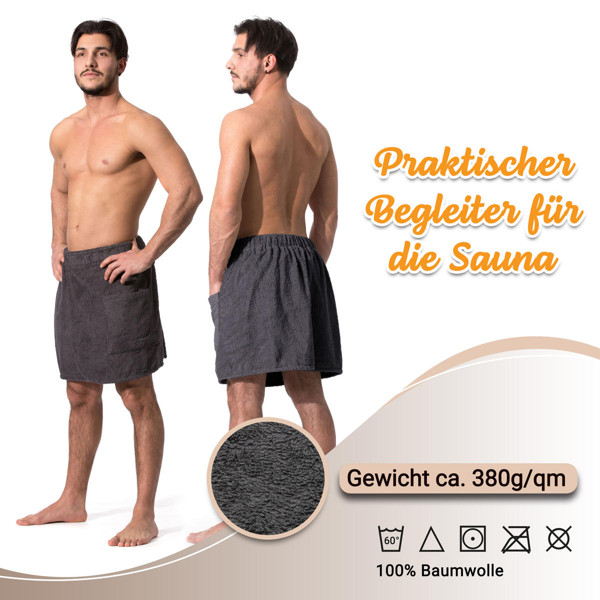BADEMANTEL, L/XL, 100% Baumwolle, Grau - Anthrazit, Textil (L/XLnull) - Zollner
