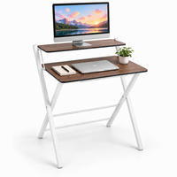 SKRIVBORD Vit fällbart med monitorhylla 70x56 cm - Vit, Träbaserade material/Metall (56/70/82cm) - Relaxdays
